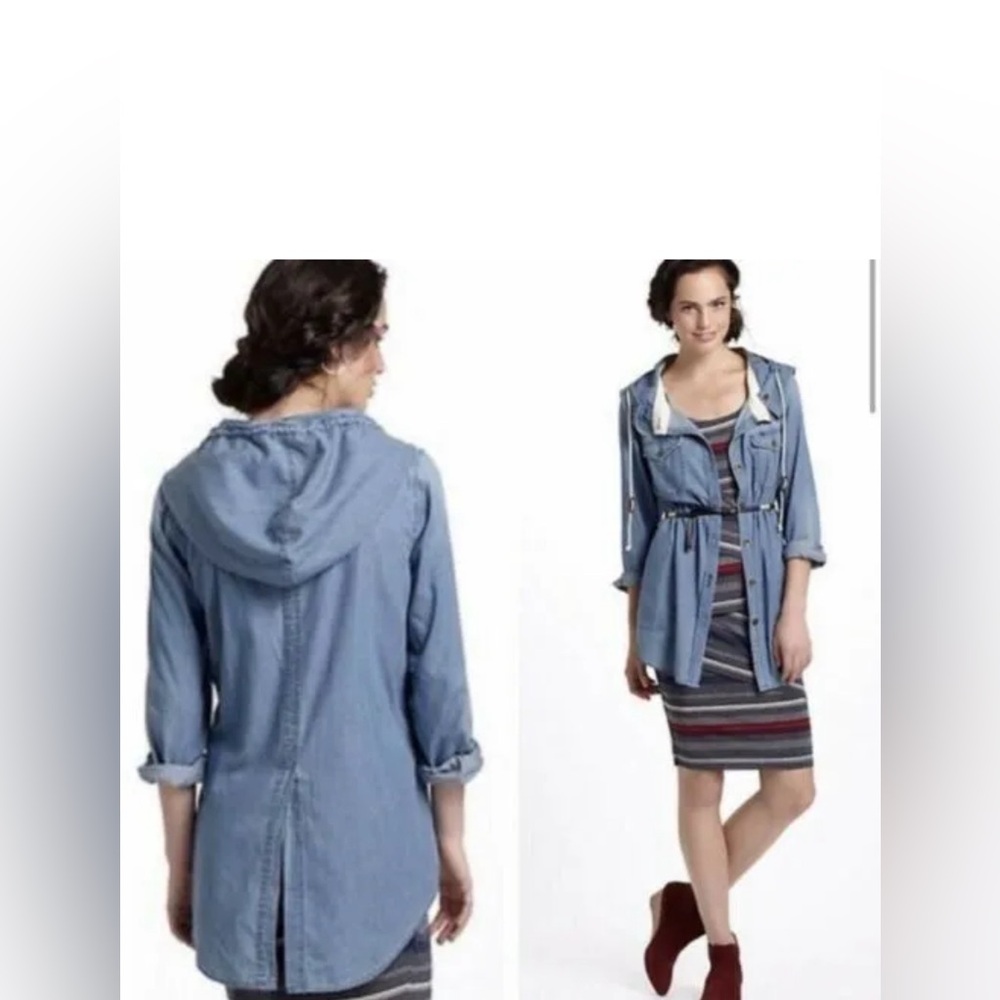 Anthropologie Holding Horses Hooded Chambray Jacket